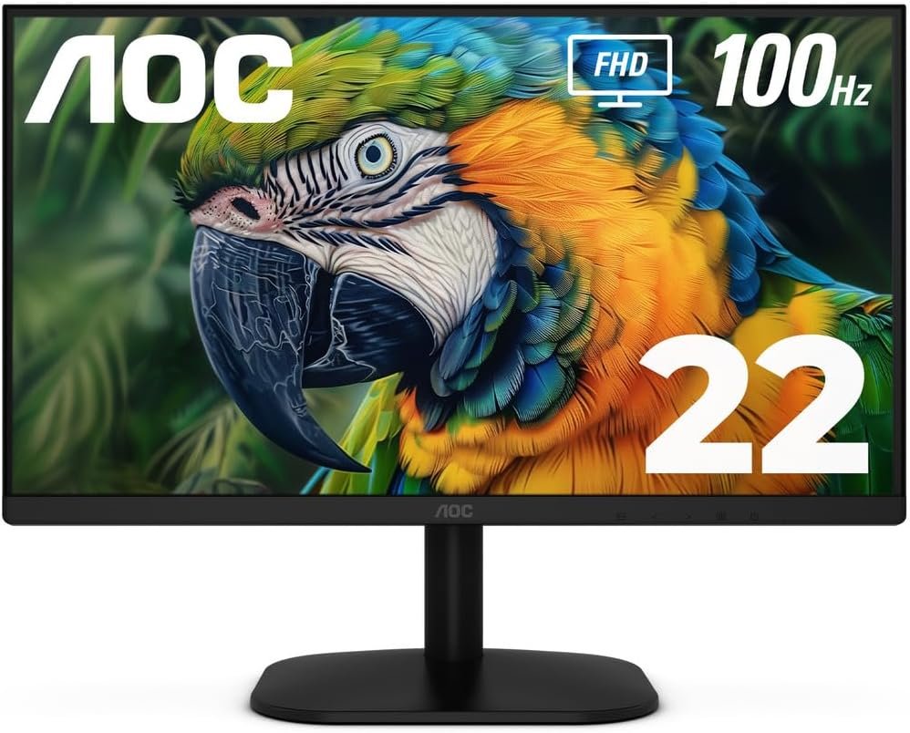 AOC 22B2HM2 22 吋 Full HD (1920 x 1080) 100Hz LED 顯示器,自適應同步,VGA x1,HDMI x1,無閃爍,低藍光,HDR 就緒,VESA,傾斜調整,耳機輸出,環保