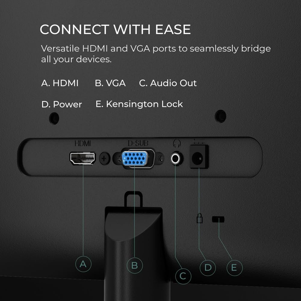 AOC 22B2HM2 22 吋 Full HD (1920 x 1080) 100Hz LED 顯示器,自適應同步,VGA x1,HDMI x1,無閃爍,低藍光,HDR 就緒,VESA,傾斜調整,耳機輸出,環保:圖片 2