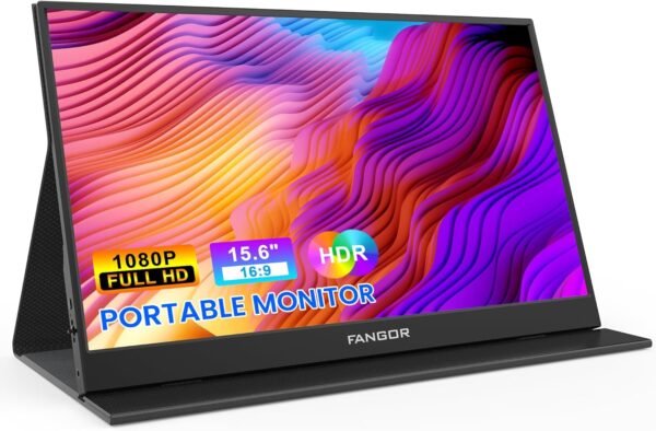 FANGOR 可攜式顯示器 15.6 吋 FHD 1080P 旅行監視器 適用於筆記型電腦 超薄 HDR IPS 電腦遊戲顯示器 USB-C HDMI 螢幕延伸器 附智慧型保護套 適用於筆記型電腦 PC 手機 Mac Xbox PS4/5 Switch