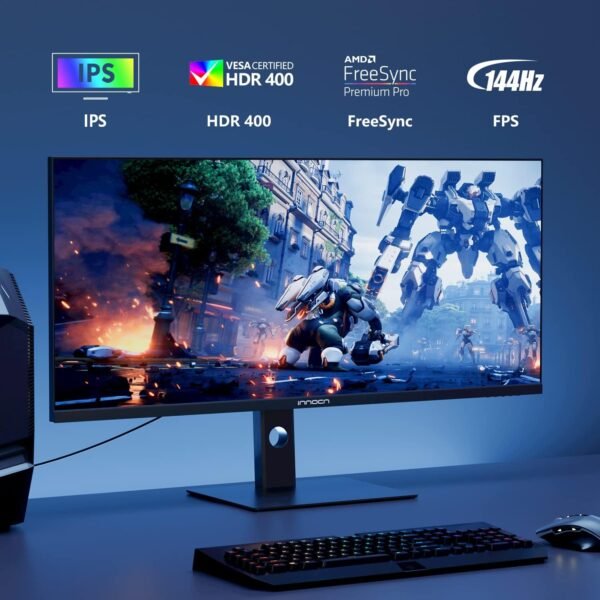 INNOCN 40C1R 超寬螢幕 40 吋 WQHD 3440 x 1440p 144Hz FreeSync 優質 HDR400 21:9 電腦顯示器 95% DCI-P3 500Nits IPS USB Type-C HDMI 傾斜/高度可調,可安裝：圖片 2