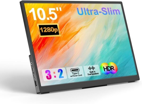 可攜式顯示器 10.5 英吋 1920 * 1280 超薄 Mini 3:2 USB C HDMI HDR 可攜式顯示器 適用於筆記型電腦/交換機/家庭/旅行