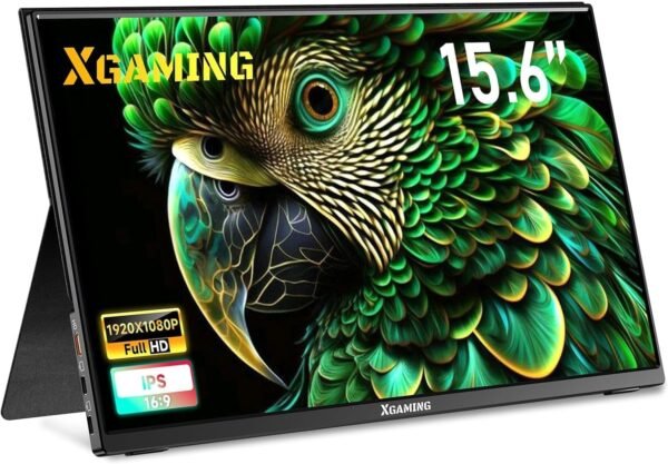 memzuoix 便攜式顯示器 15.6 吋 FHD 1080P USB C HDMI,IPS HDR 電競電腦顯示器,附智慧保護套,隨插即用,雙喇叭外接螢幕,適用於筆記型電腦 PC MAC 手機 Xbox Switch PS4 桌子