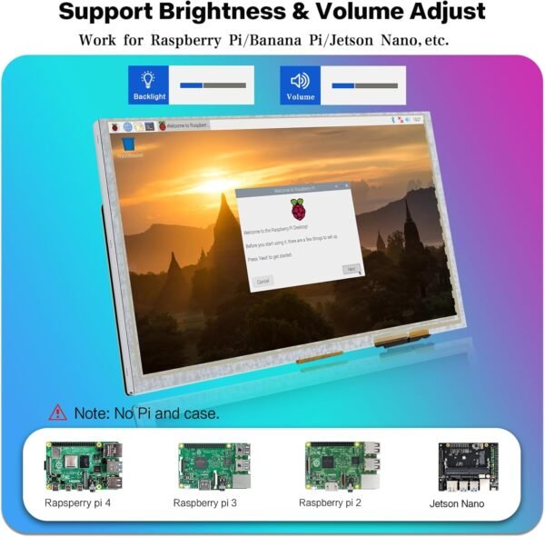 9 吋觸控螢幕,附 1024x600 IPS 螢幕迷你螢幕,適用於 Raspberry Pi 筆記型電腦(銀色：圖片 2