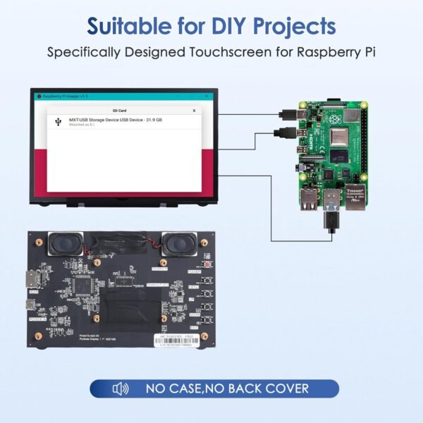 7 吋 Raspberry Pi 螢幕,800x480 HDMI 小型顯示器,附雙揚聲器,LCD 螢幕顯示,適用於 Raspberry Pi 4/3/2/Zero/B/B+ Win11/10/8/7(非觸控)：圖片 2