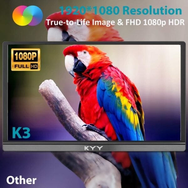 KYY 可攜式顯示器 15.6 吋 1080P FHD USB-C,HDMI 電腦顯示器 HDR IPS 遊戲螢幕 附優質智慧保護套與螢幕保護貼,喇叭,適用於筆記型電腦 PC MAC 手機 PS4 Xbox Switch：圖片 2