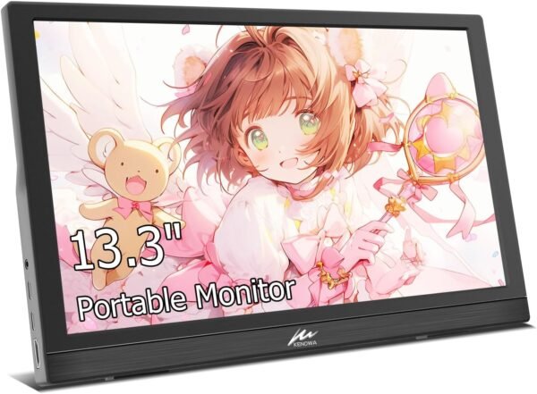 Kenowa 便攜式顯示器 13.3 英吋(約 3.3 公分),HD 1366x768P LED 顯示器 小型 HDMI 顯示器 附雙 USB C HDMI,外接顯示器 適用於筆記型電腦 Mac 手機 PC PS4/5 Xbox ,內建喇叭