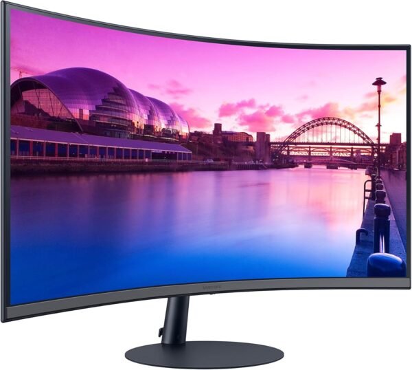 SAMSUNG 三星 32 吋 S39C 系列 FHD 曲面遊戲顯示器,75Hz,AMD FreeSync,遊戲模式,先進的眼睛舒適,無框顯示器,內建揚聲器,超薄金屬支架,LS32C392EANXGO,2023,黑色：圖片 2