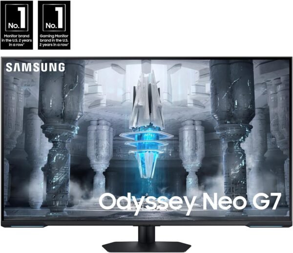 SAMSUNG 三星 43 吋 Odyssey Neo G7 系列 4K UHD 智慧型遊戲顯示器,144Hz,1毫秒,VESA 顯示器 HDR600,Quantum Matrix 技術,AMD FreeSync Premium Pro、LS43CG702NNXZA,2023,黑色：圖片 2