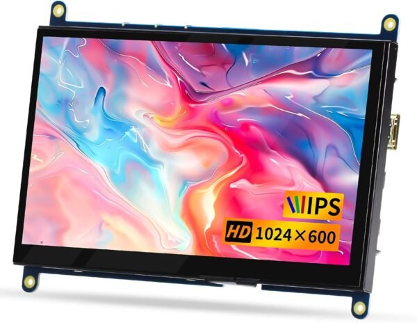 CUQI 7 吋迷你 LCD 螢幕 HD IPS 1024x600 顯示器,迷你 HDMI 顯示器,適用於 Raspberry Pi 5/4/3 PC、Windows、Xbox