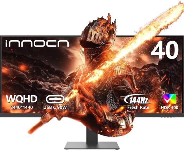 INNOCN 40C1R 超寬螢幕 40 吋 WQHD 3440 x 1440p 144Hz FreeSync 優質 HDR400 21:9 電腦顯示器 95% DCI-P3 500Nits IPS USB Type-C HDMI 傾斜/高度可調,可安裝