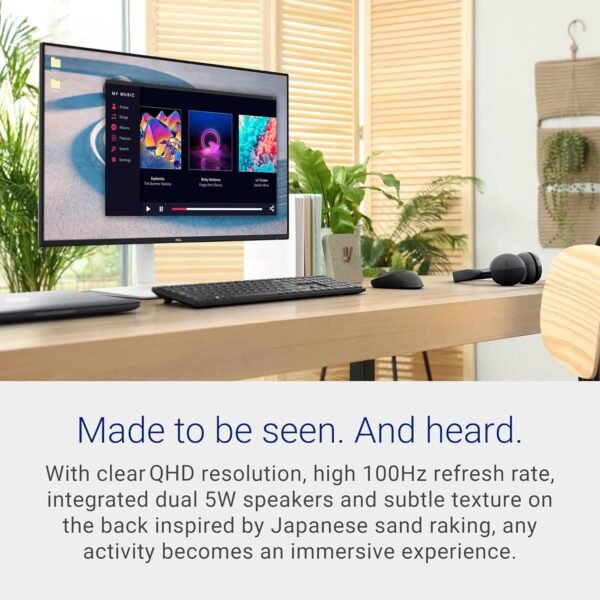 Dell S2725DS 顯示器 - 27 吋,QHD (2560x1440) 顯示器,100Hz 刷新率,1500:1 對比率,TüV 萊茵蘭 Eye Comfort 4 星,集成式 2x5W 揚聲器,高度/傾斜/旋轉/樞軸 - 灰白色：圖片 2
